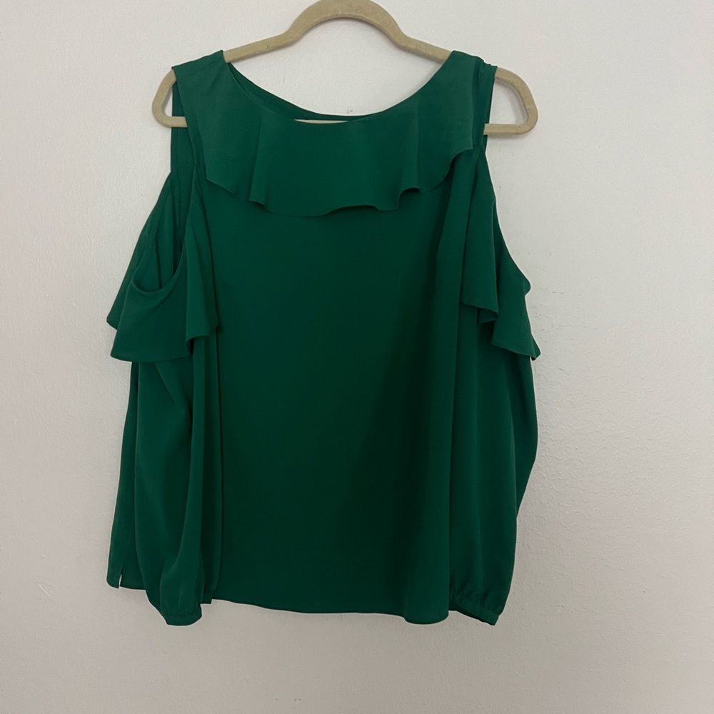 Banana Republic Green Ruffled Open shoulder Blouse